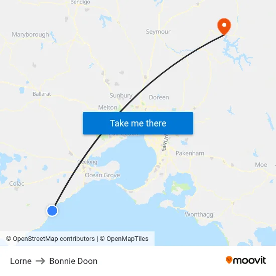 Lorne to Bonnie Doon map