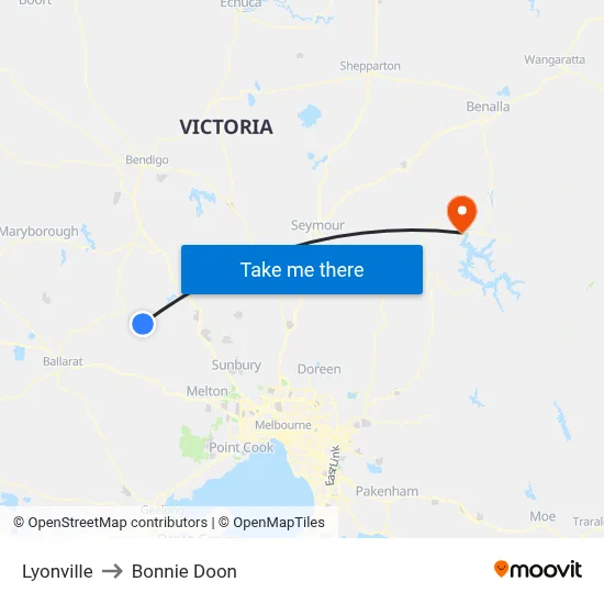 Lyonville to Bonnie Doon map