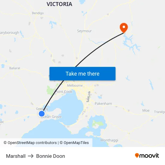 Marshall to Bonnie Doon map