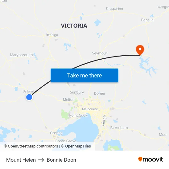 Mount Helen to Bonnie Doon map
