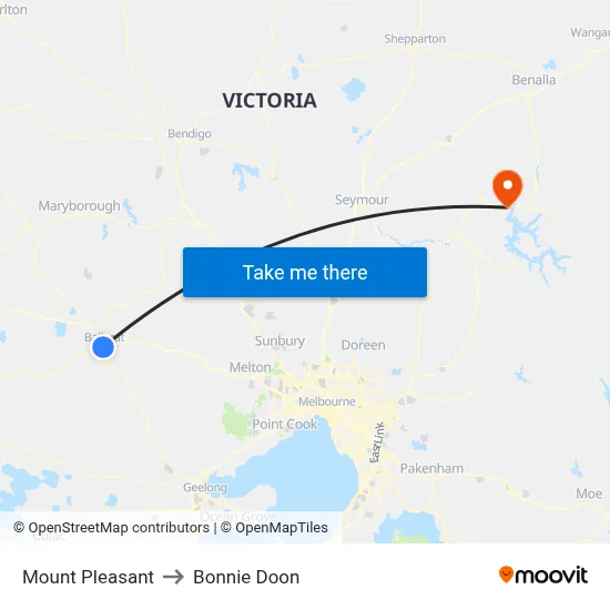 Mount Pleasant to Bonnie Doon map