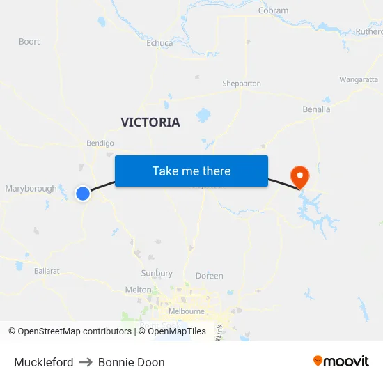 Muckleford to Bonnie Doon map