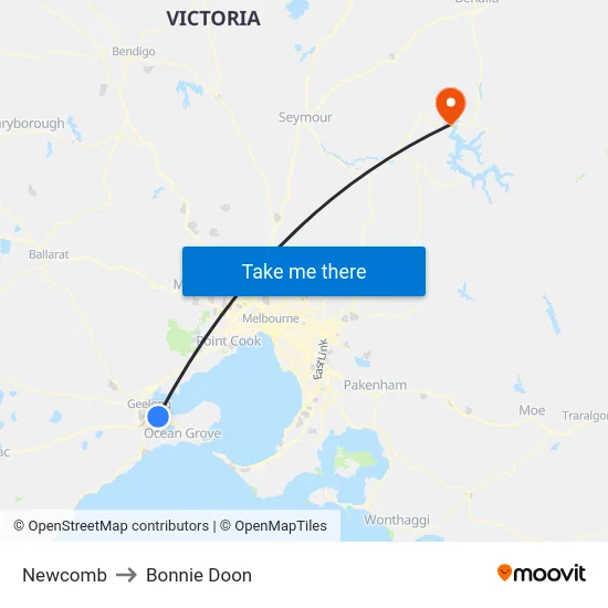 Newcomb to Bonnie Doon map