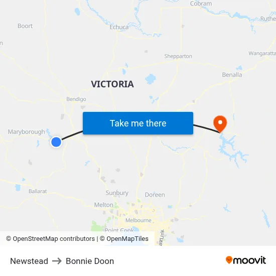 Newstead to Bonnie Doon map