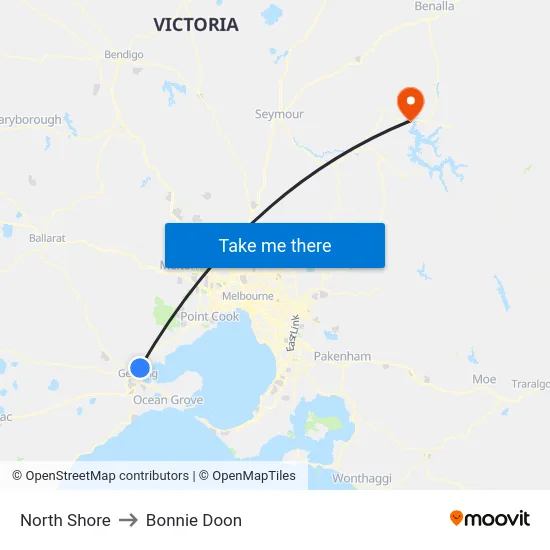 North Shore to Bonnie Doon map