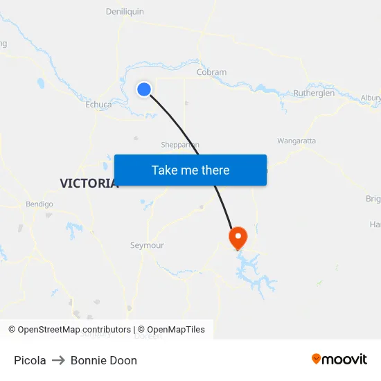 Picola to Bonnie Doon map
