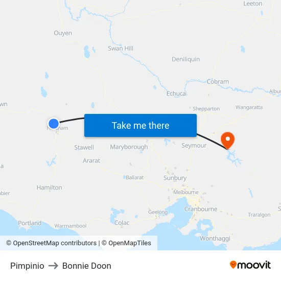 Pimpinio to Bonnie Doon map