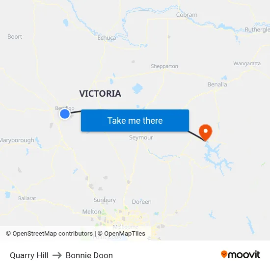 Quarry Hill to Bonnie Doon map