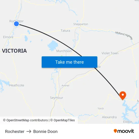 Rochester to Bonnie Doon map