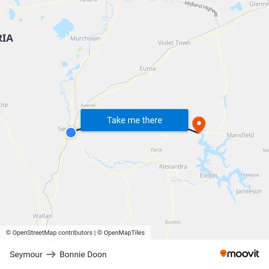 Seymour to Bonnie Doon map