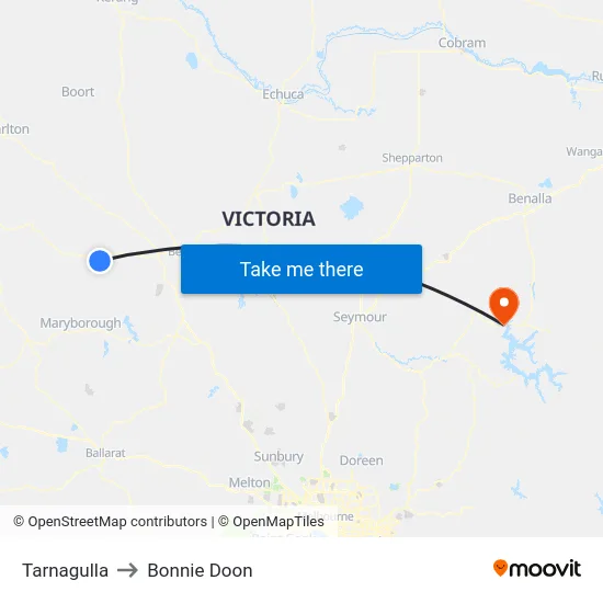 Tarnagulla to Bonnie Doon map