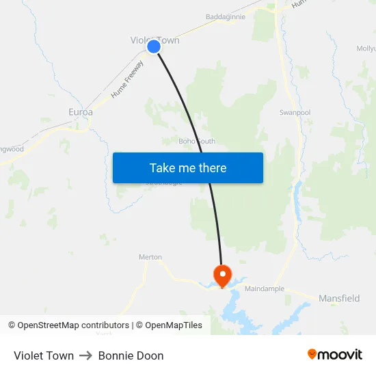 Violet Town to Bonnie Doon map