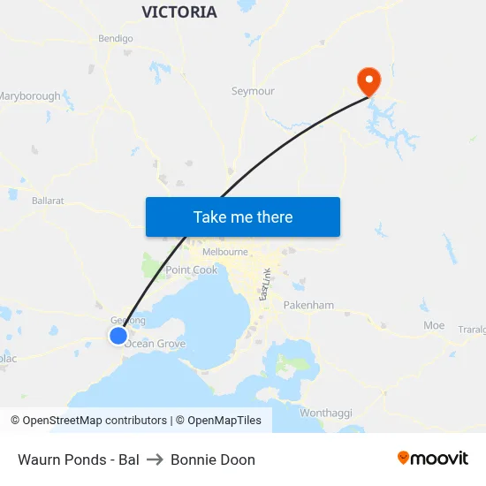 Waurn Ponds - Bal to Bonnie Doon map