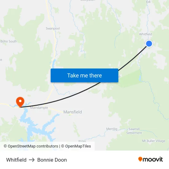 Whitfield to Bonnie Doon map