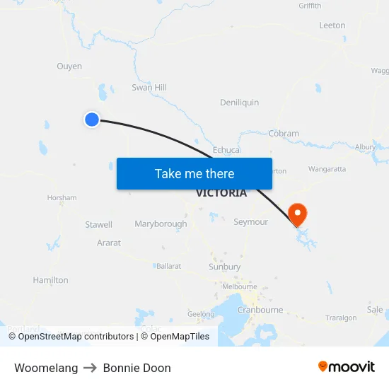 Woomelang to Bonnie Doon map