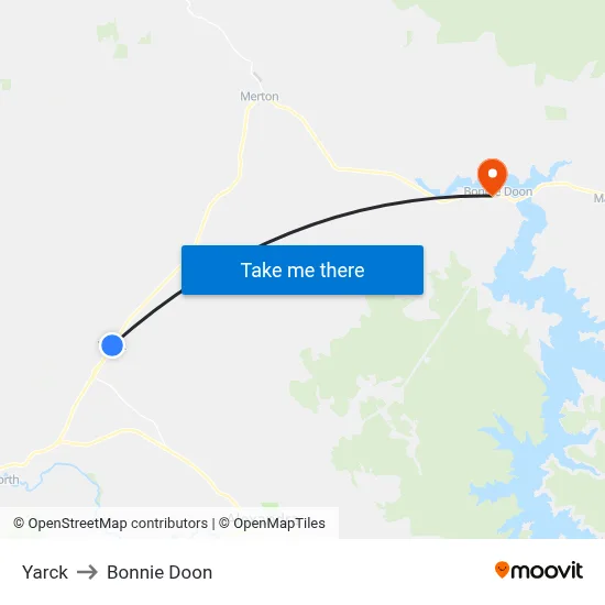 Yarck to Bonnie Doon map