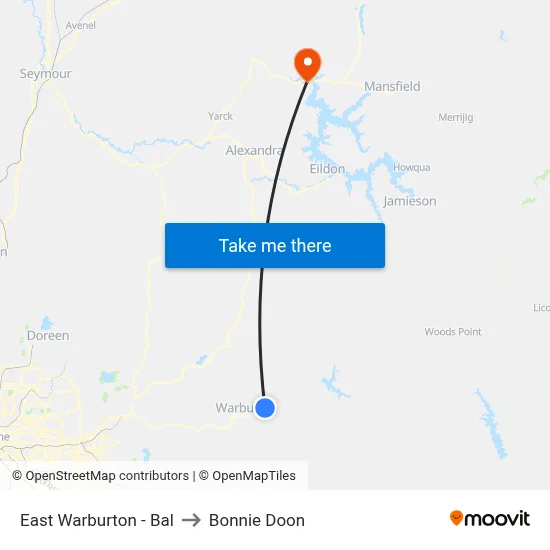 East Warburton - Bal to Bonnie Doon map