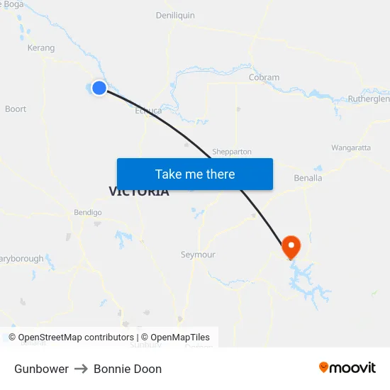 Gunbower to Bonnie Doon map