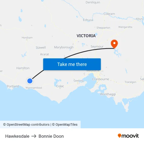 Hawkesdale to Bonnie Doon map