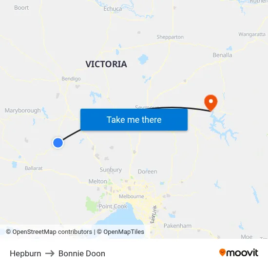 Hepburn to Bonnie Doon map
