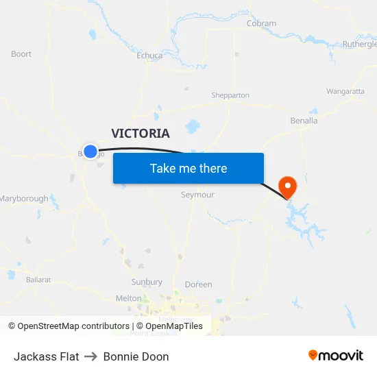 Jackass Flat to Bonnie Doon map