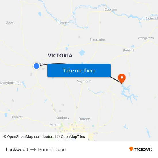 Lockwood to Bonnie Doon map