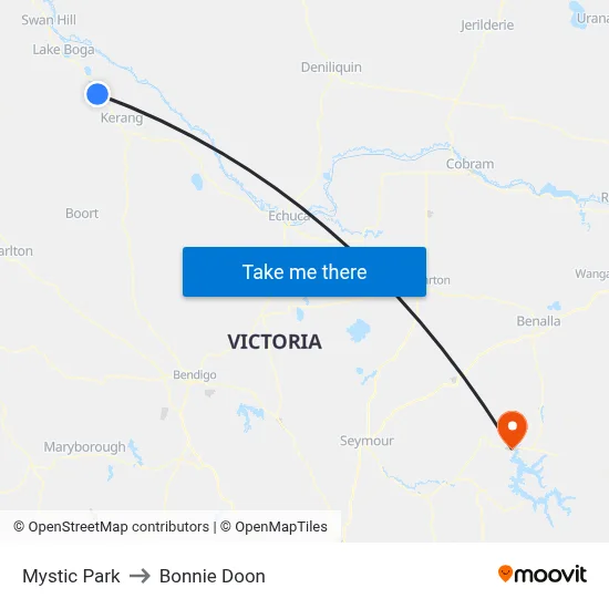 Mystic Park to Bonnie Doon map