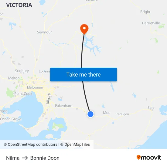 Nilma to Bonnie Doon map