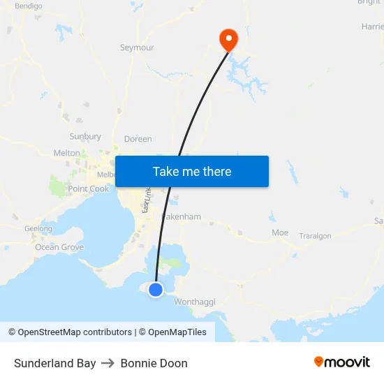 Sunderland Bay to Bonnie Doon map
