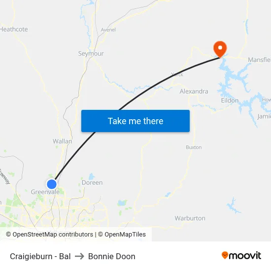 Craigieburn - Bal to Bonnie Doon map