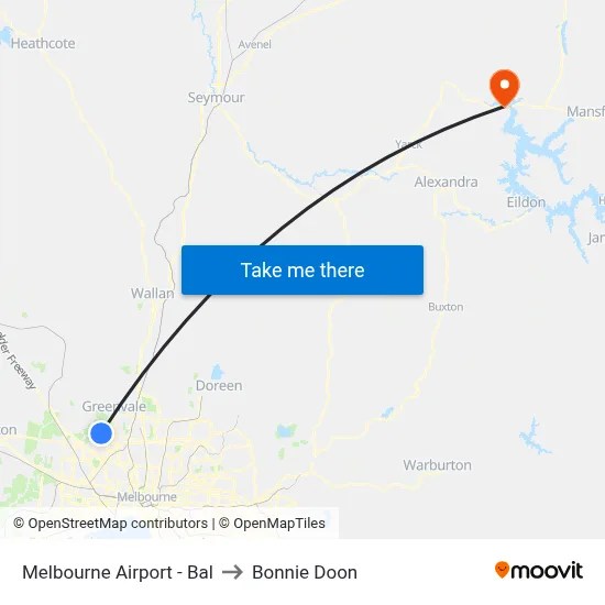 Melbourne Airport - Bal to Bonnie Doon map
