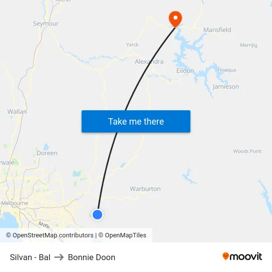 Silvan - Bal to Bonnie Doon map
