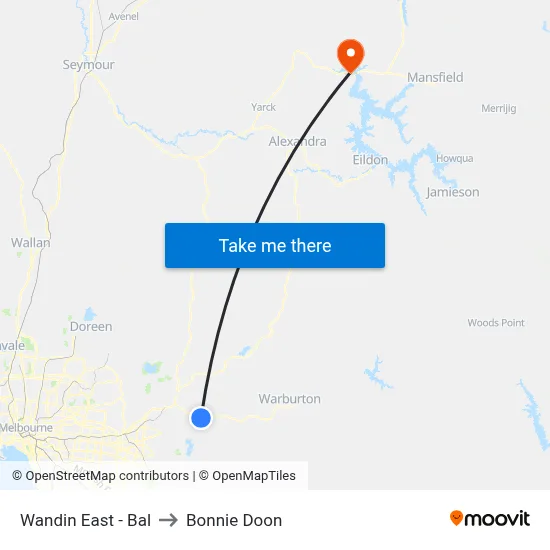 Wandin East - Bal to Bonnie Doon map