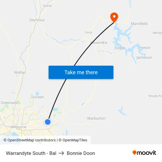 Warrandyte South - Bal to Bonnie Doon map