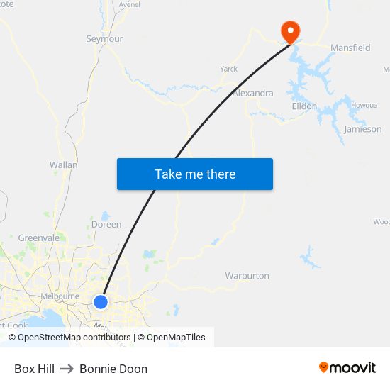 Box Hill to Bonnie Doon map