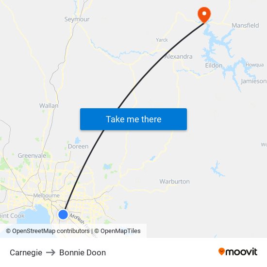 Carnegie to Bonnie Doon map