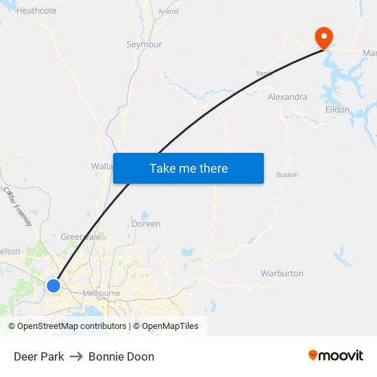 Deer Park to Bonnie Doon map