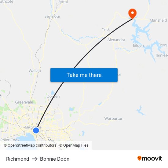 Richmond to Bonnie Doon map