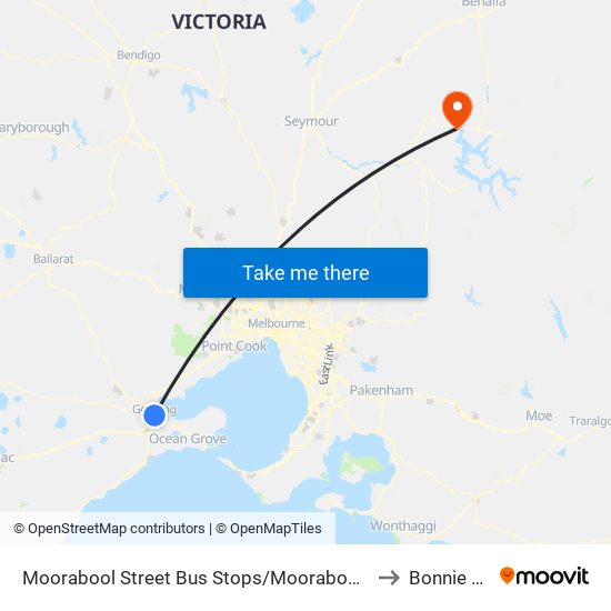 Moorabool Street Bus Stops/Moorabool St (Geelong) to Bonnie Doon map