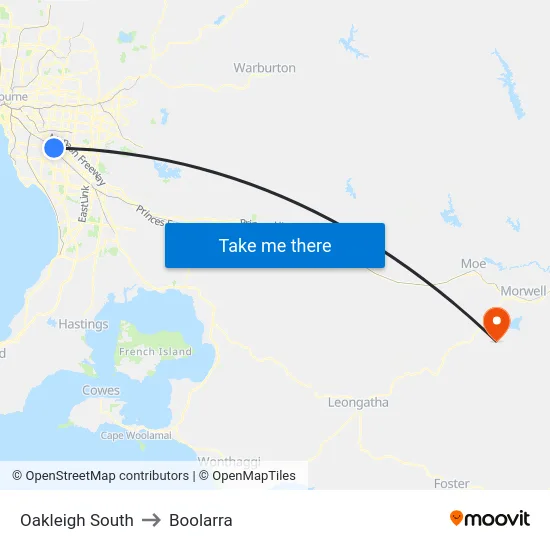 Oakleigh South to Boolarra map
