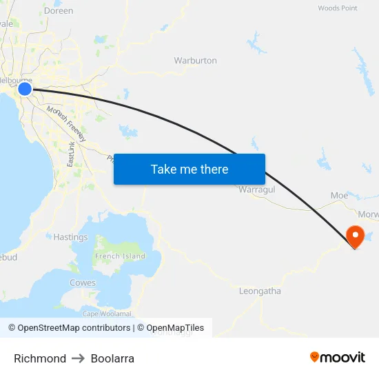 Richmond to Boolarra map