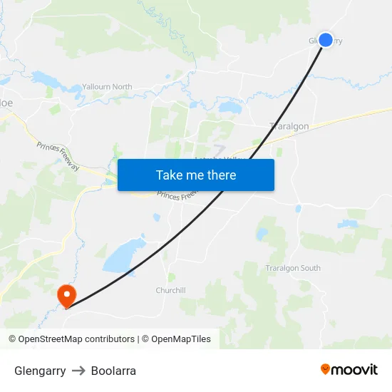 Glengarry to Boolarra map