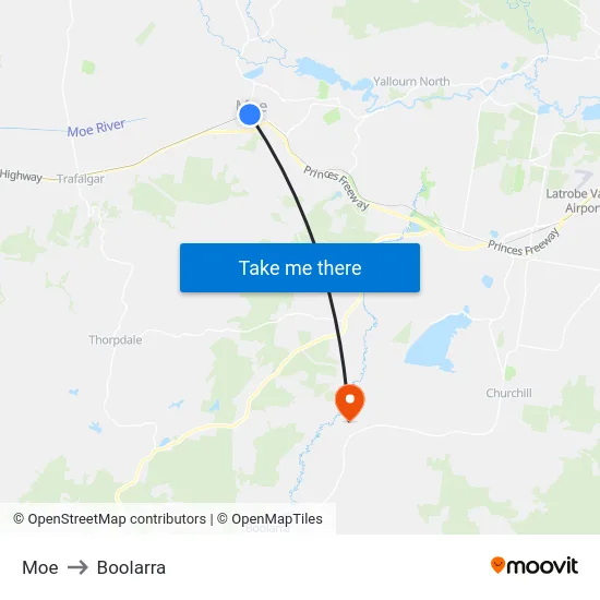 Moe to Boolarra map