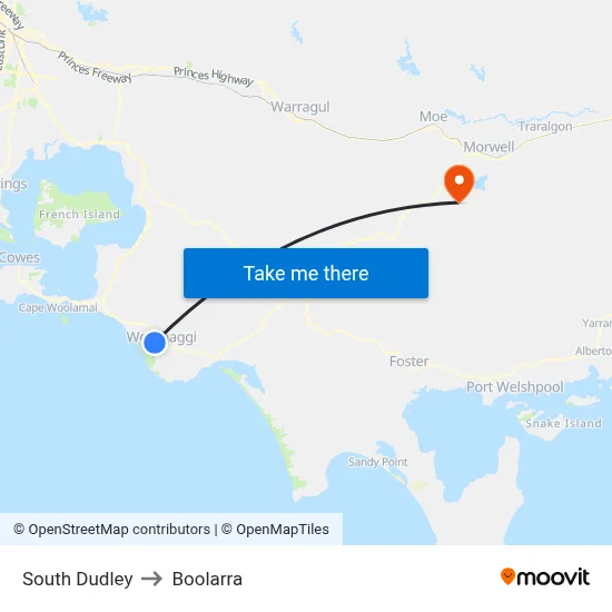 South Dudley to Boolarra map