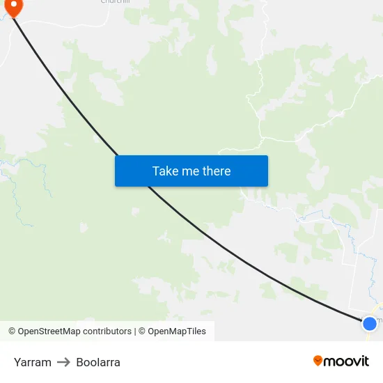 Yarram to Boolarra map