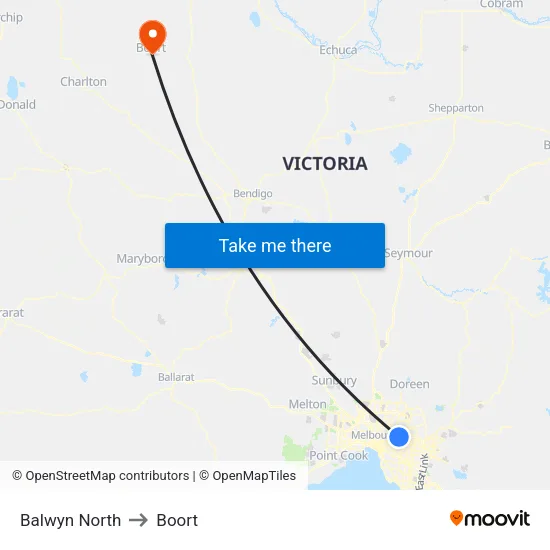 Balwyn North to Boort map