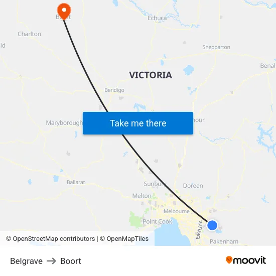 Belgrave to Boort map