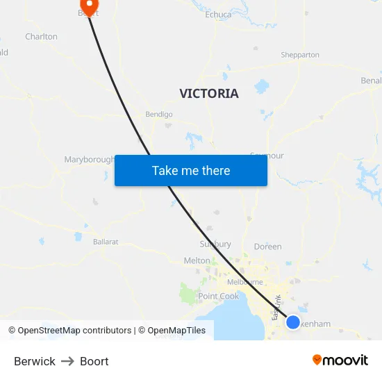Berwick to Boort map