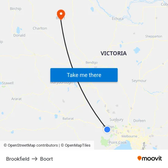 Brookfield to Boort map
