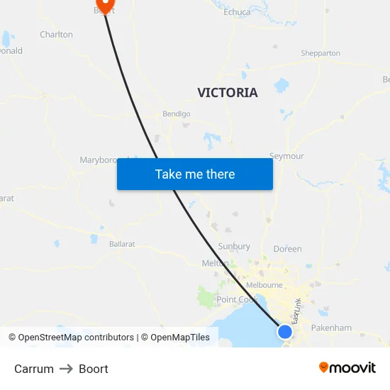 Carrum to Boort map